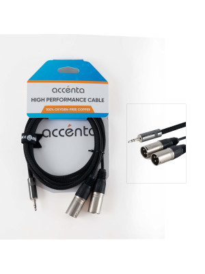 ACC2806  CABLE DE 6" PARA AUDIO DE 3.5MM STEREO - 2 XLR MALE  ACCENTA