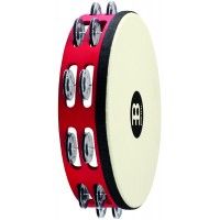 TAH2BK-R-TF  PANDERETA DE MADERA CON PARCHE 2 LINEAS, JINGLES DE ACERO EN NEGRO, ROJO    MEINL